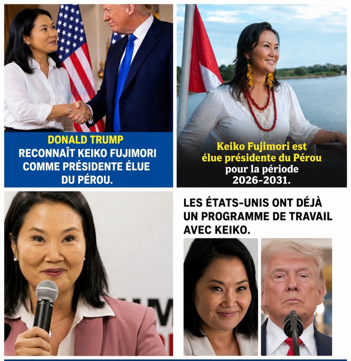 Pérou : Une autre victoire pour le président Donald Trump en Amérique latine. C'est Keiko Fujimori qui a été élue présidente du Pérou.  