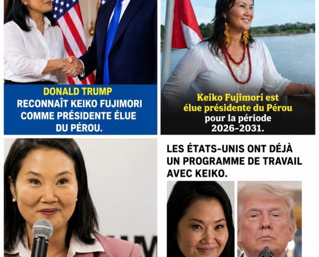 Pérou : Une autre victoire pour le président Donald Trump en Amérique latine. C'est Keiko Fujimori qui a été élue présidente du Pérou.  