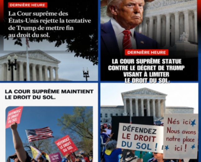 La Cour suprême des États-Unis a rendu une décision majeure, rejetant la position défendue par Donald Trump sur la citoyenneté de naissance.