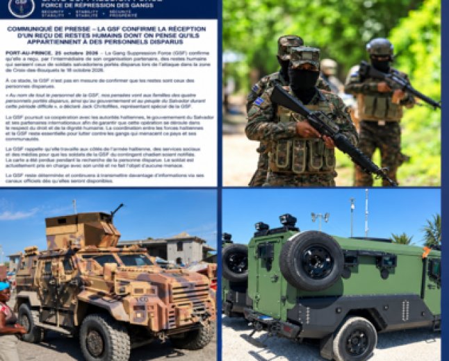 Haïti : des restes humains remis à la GSF, l’identité des soldats salvadoriens reste un mystère