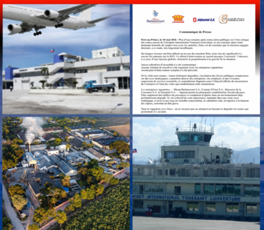 Gangs à l’aéroport :Les compagnies La Couronne, Barbancourt, Séjourné et Comme il faut dénoncent le gouvernement haïtien pour avoir laissé la zone de l’aéroport Toussaint Louverture aux mains des gangs.Le gouvernement haïtien abandonne-t-il la capitale ?